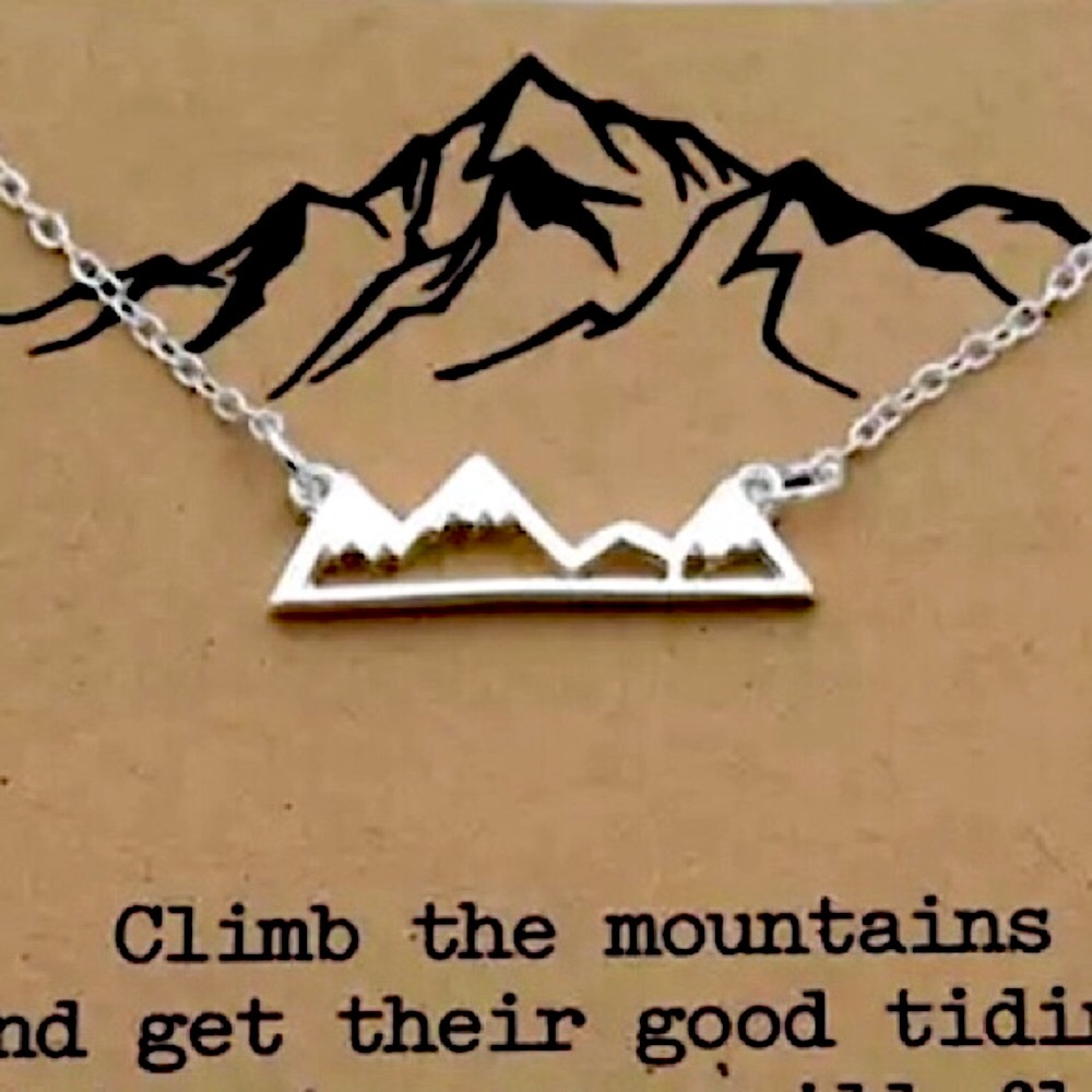 “Keep Climbing” Mountain Silhouette Charm Necklace